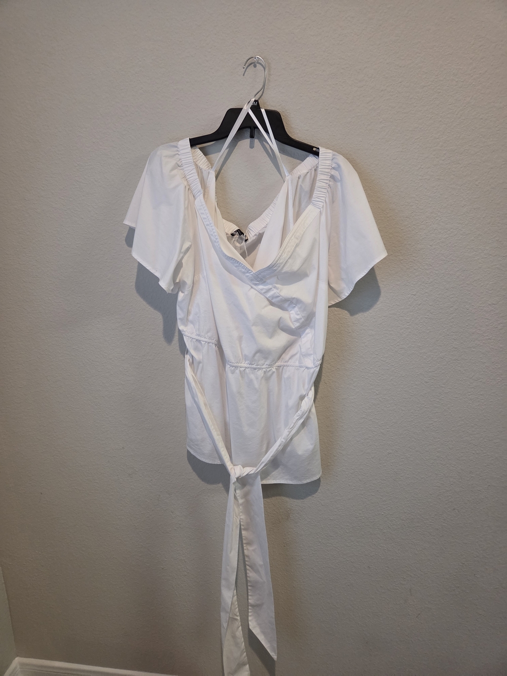 Lane Bryant White Wrap-Front Tunic with Tie Waist